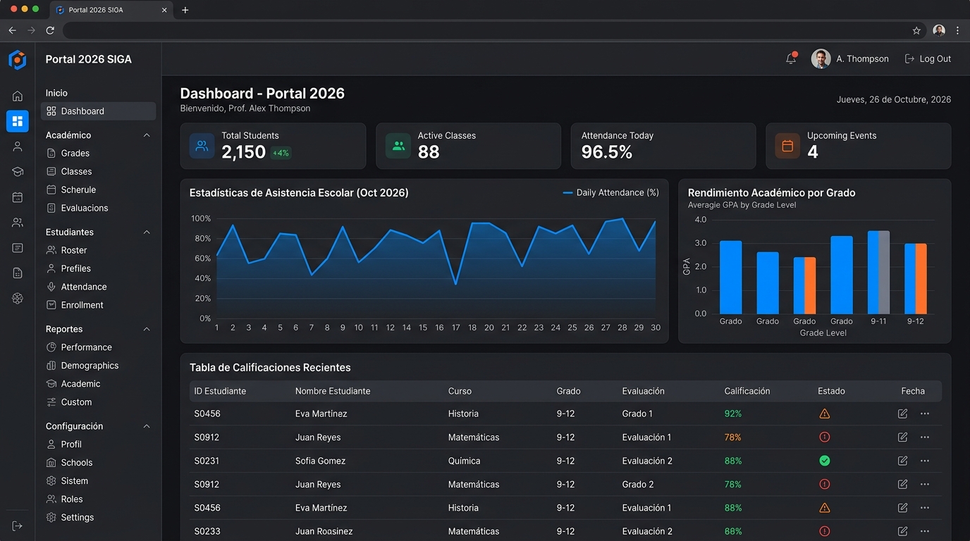 Vista previa del Dashboard Portal 2026 SIGA
